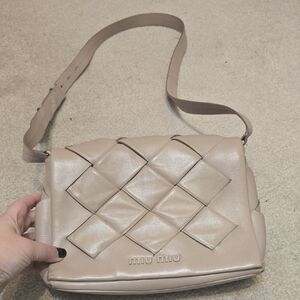 Miu Miu Cream Woven Crossbody Bag